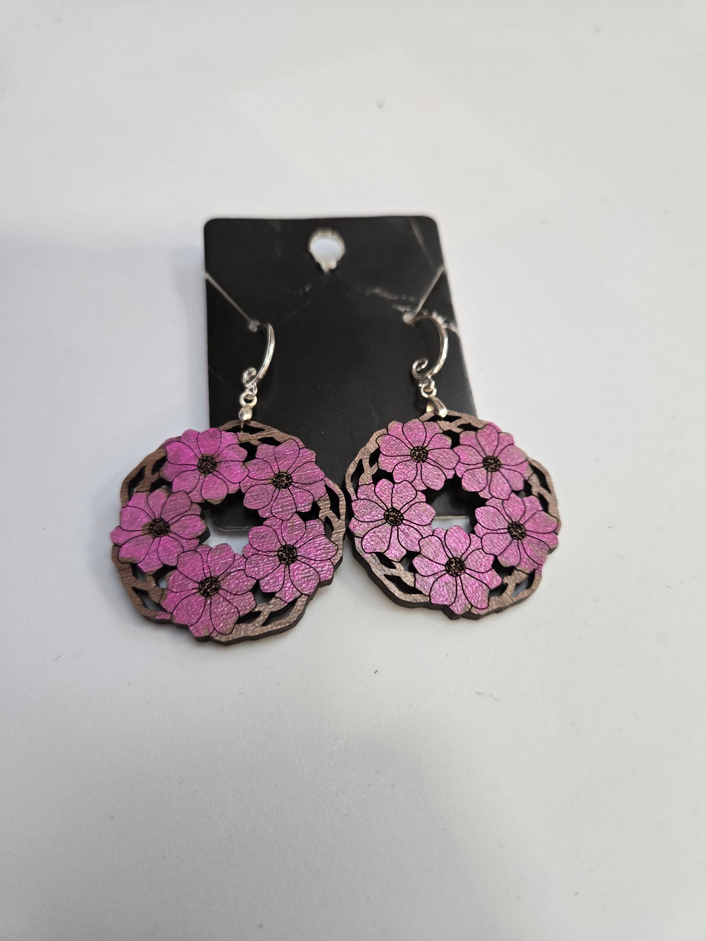 Five flower wreath earrings