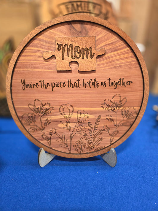 "Mom" puzzle piece plate/ wall hanging.